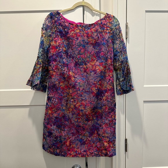 NWT Badgley Mischka Colorful Floral Sheath Cocktail Dress Size 10 - Picture 1 of 4